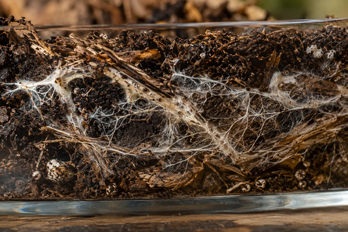 Microbial growth through soil and organic substrate