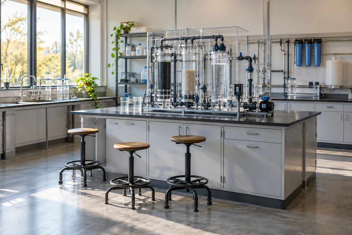 Empty laboratory with a water-process training rig
